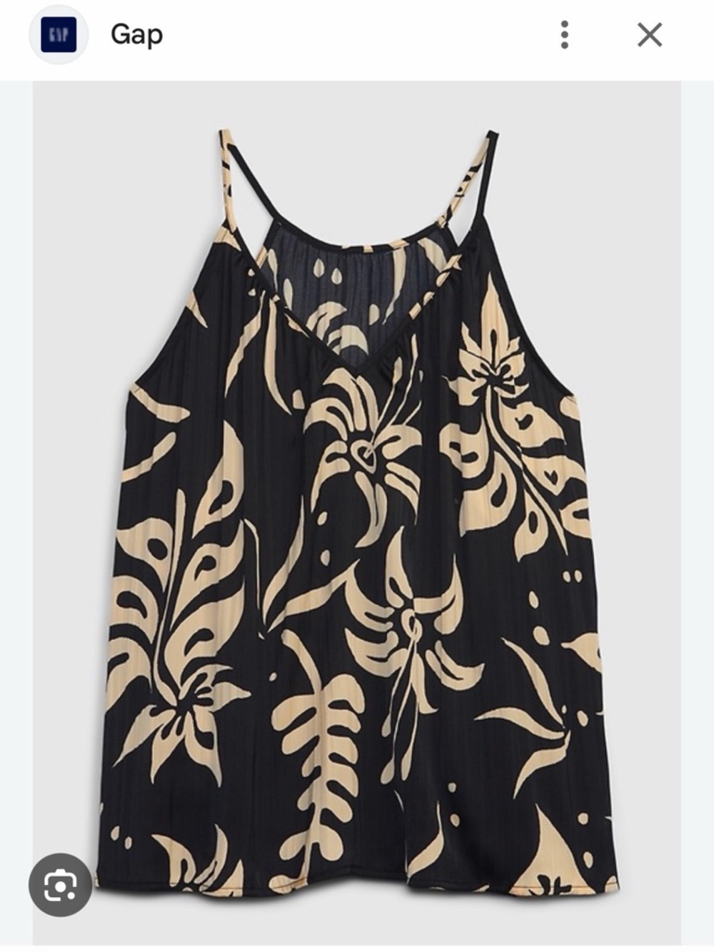 GAP Black and Cream Floral Spaghetti-Strap Camisole